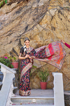 Black color banarasi silk saree with zari weaving work