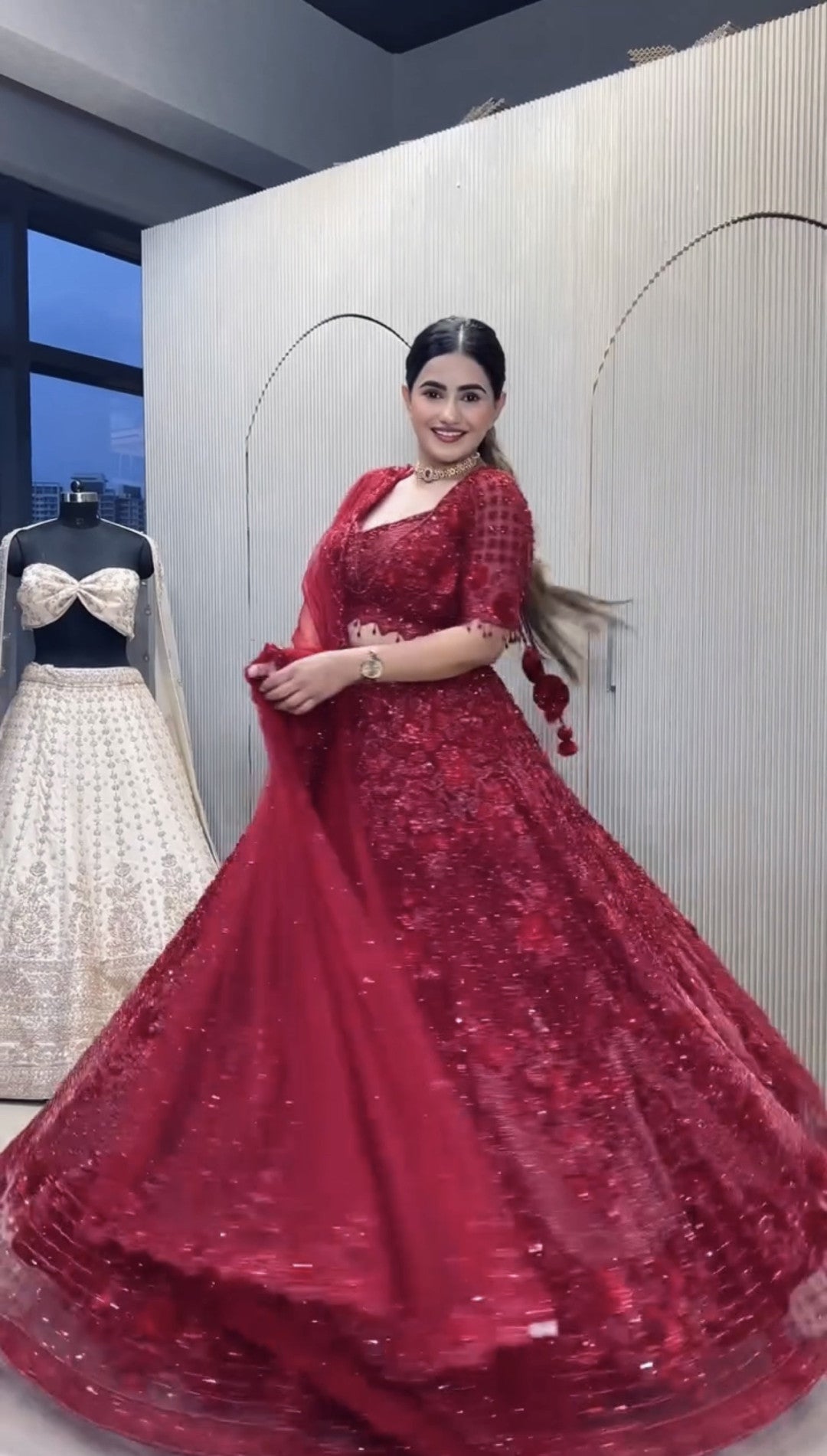 Premium Net Lehenga with Sequins Thread & Bead Work