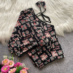 Black colour ajarakh printed cotton readymade blouse