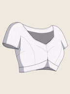 White linen cotton saree with digital printed work and silver zari border