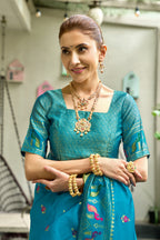 Traditional firoji paithani silk saree with zari weaving work