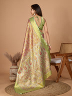 Pista green kanjivaram silk saree with zari weaving work