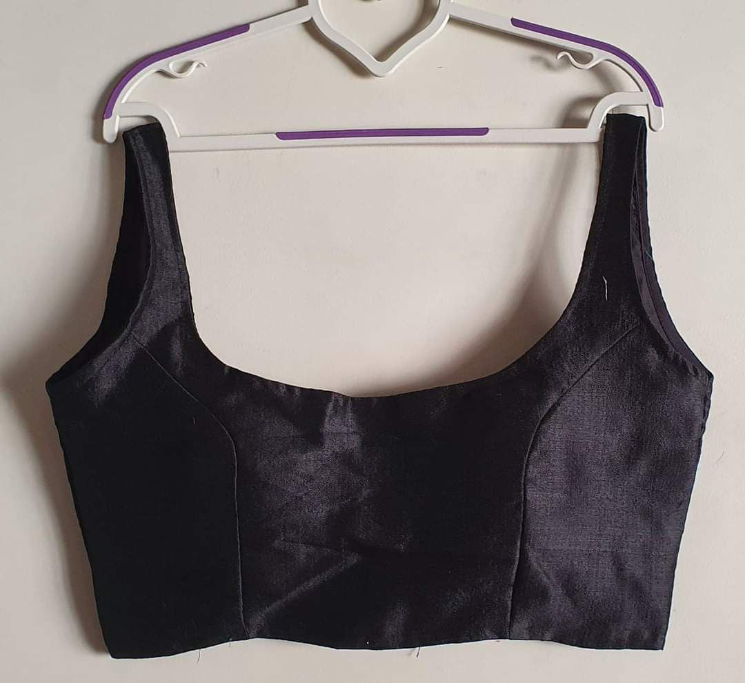 Bollywood style black plain phantom silk readymade blouse
