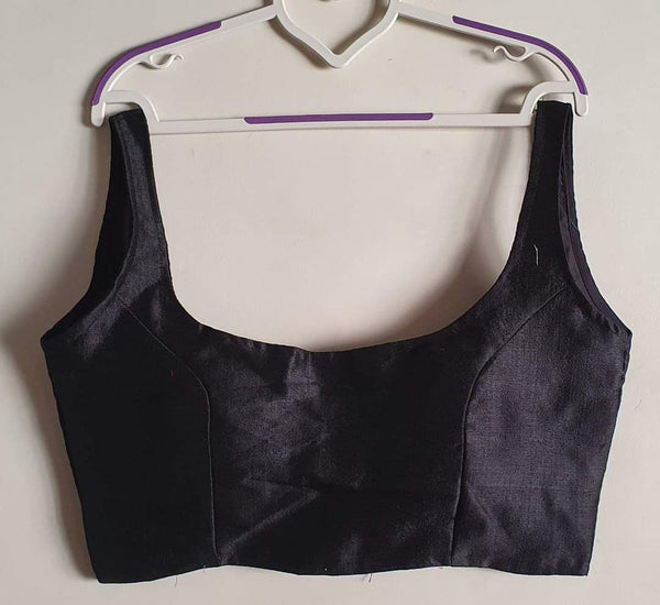 Bollywood style black plain phantom silk readymade blouse