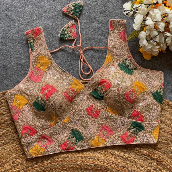 Peach fox georgette bollywood style readymade blouse