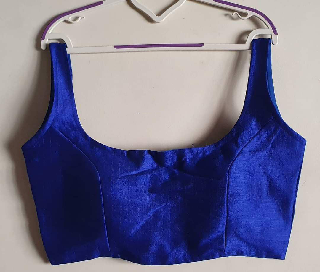Bollywood style royal blue plain phantom silk readymade blouse