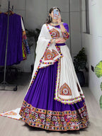 Rayon Cotton Lehenga Choli with Traditional Gamthi Embroidery and Matching Dupatta