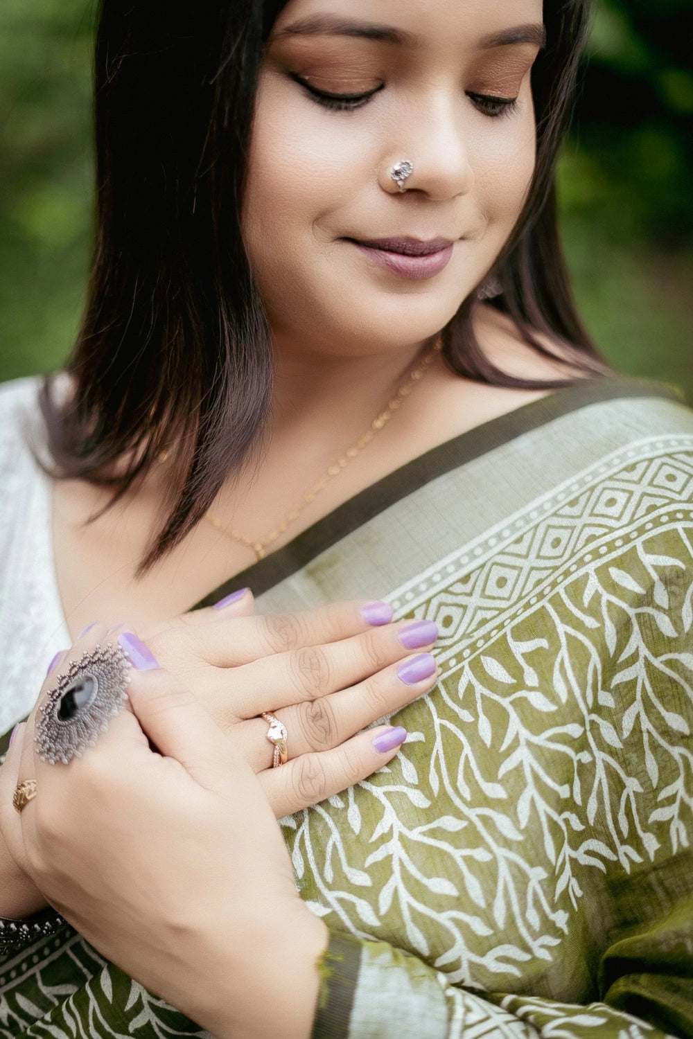 Mehendi Green Soft Cotton Handloom Saree