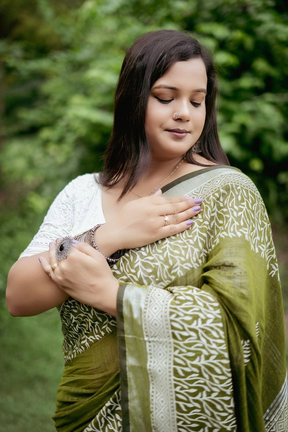 Mehendi Green Soft Cotton Handloom Saree
