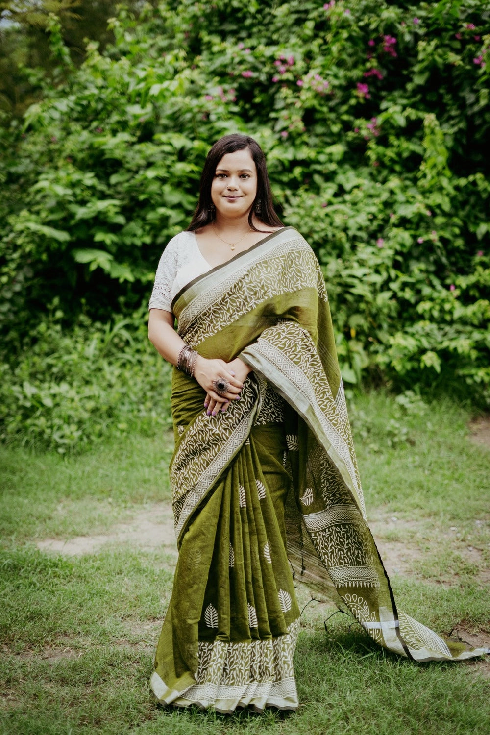 Mehendi Green Soft Cotton Handloom Saree