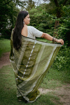 Mehendi Green Soft Cotton Handloom Saree