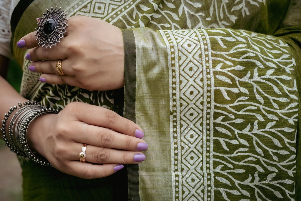 Mehendi Green Soft Cotton Handloom Saree