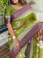 Pure Delta Moss Saree
