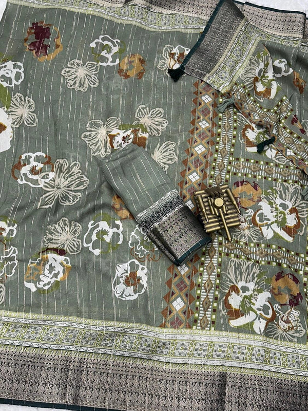 Pure Delta Moss Saree