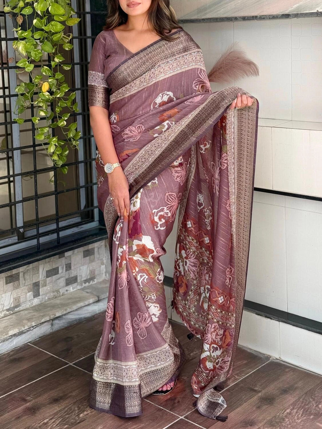 Pure Delta Moss Saree