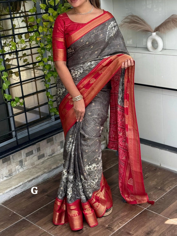 Tussar Cotton Jacquard Saree