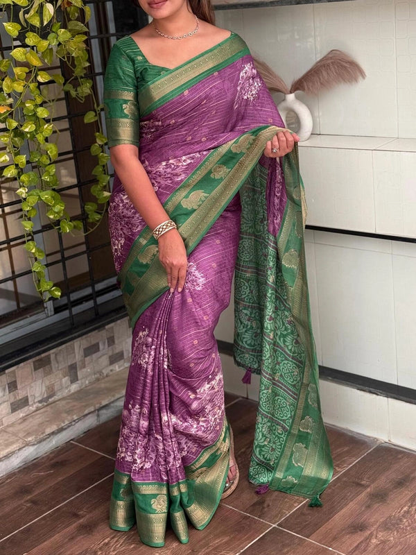 Tussar Cotton Jacquard Saree