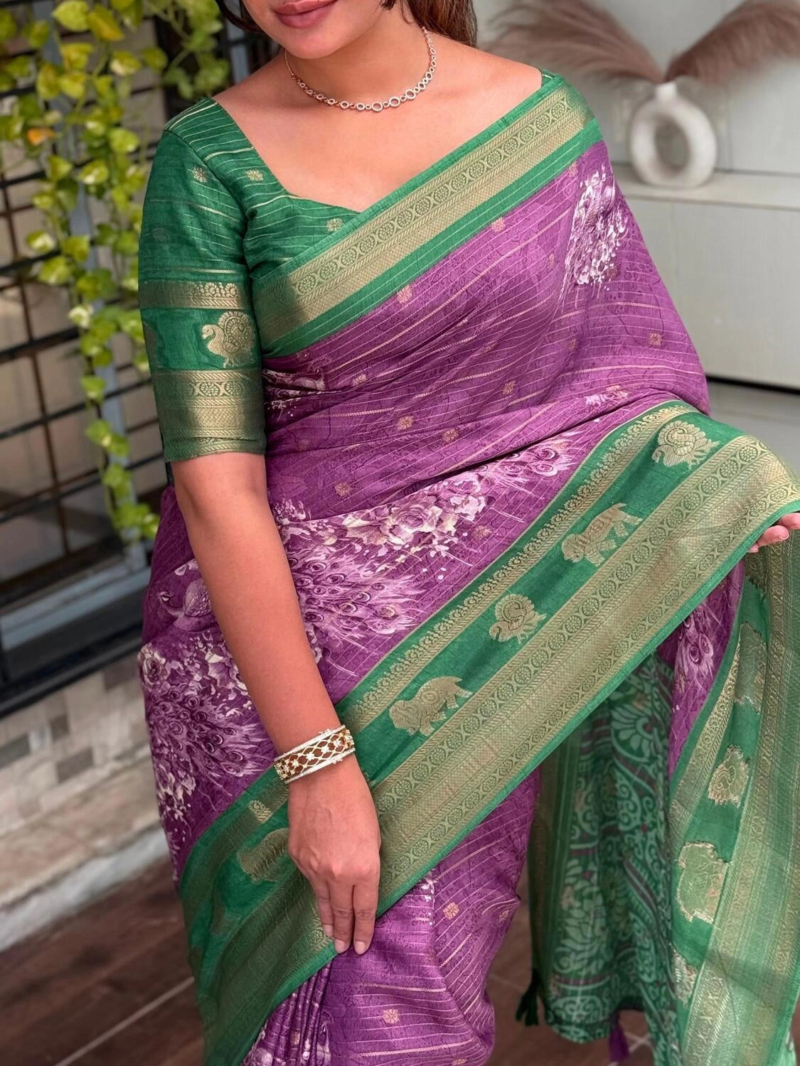 Tussar Cotton Jacquard Saree