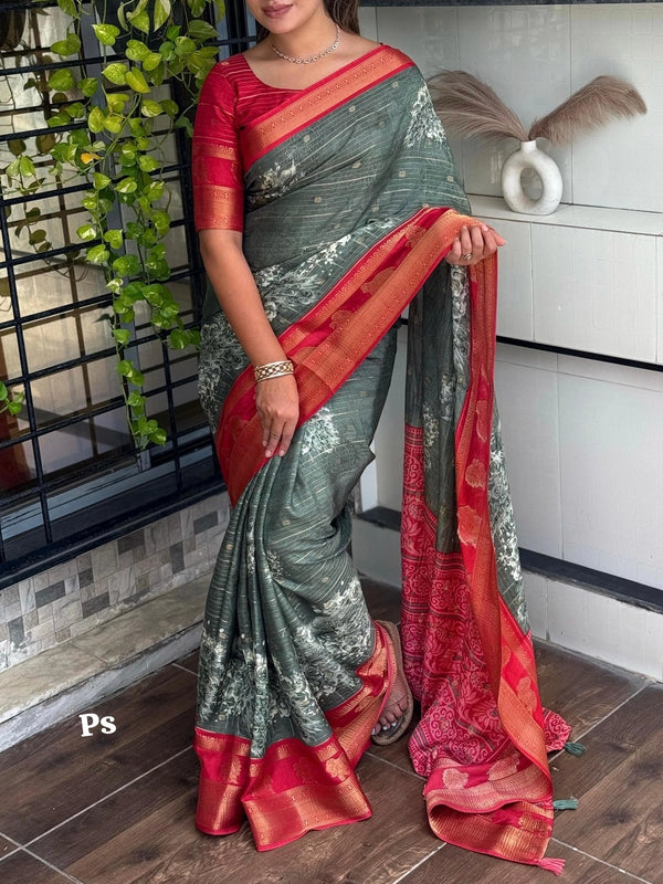 Tussar Cotton Jacquard Saree