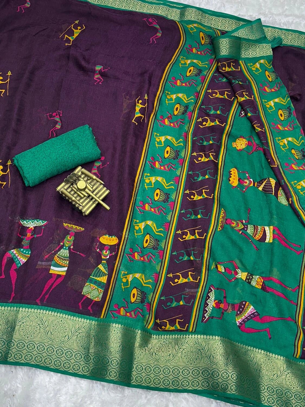 Kalamkari Prints luxurious Georgette Moss Saree