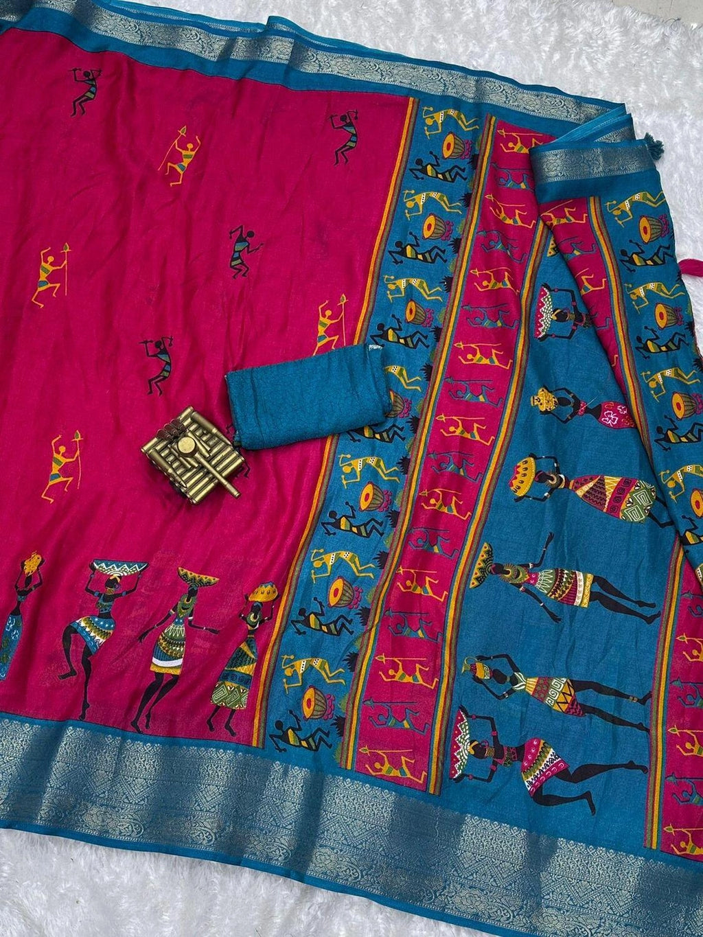 Kalamkari Prints luxurious Georgette Moss Saree