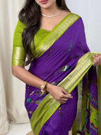 Kalamkari Prints luxurious Georgette Moss Saree