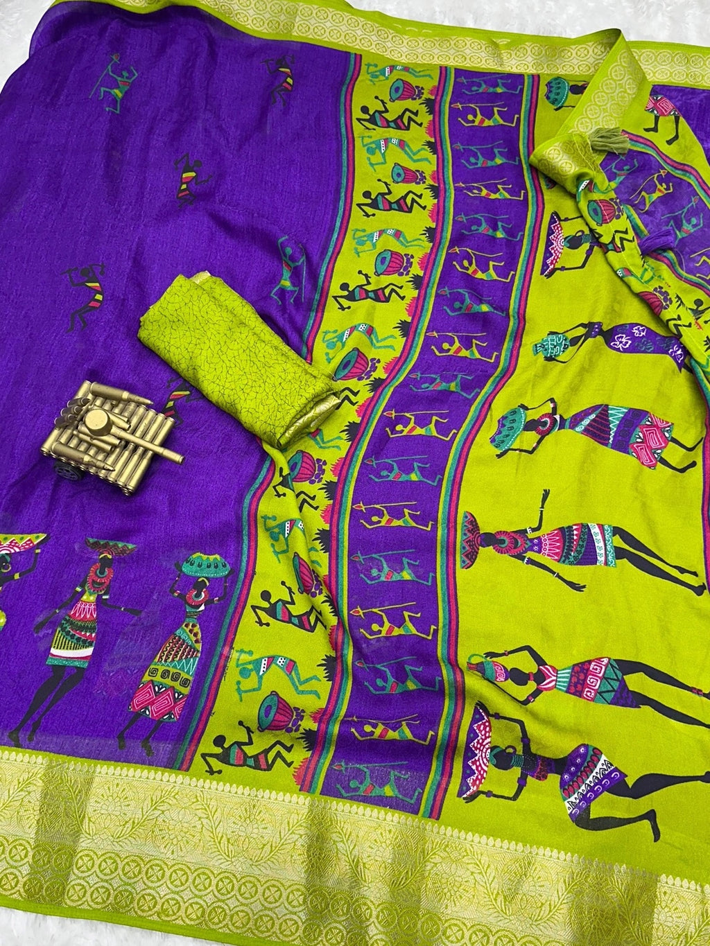 Kalamkari Prints luxurious Georgette Moss Saree
