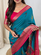 Kalamkari Prints luxurious Georgette Moss Saree
