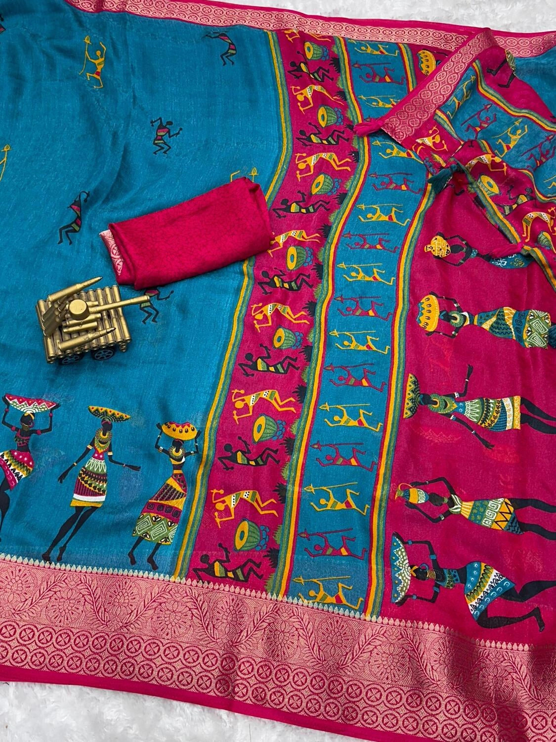 Kalamkari Prints luxurious Georgette Moss Saree