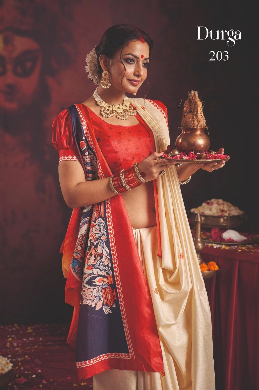 Durga Puja Special Silk blend Saree