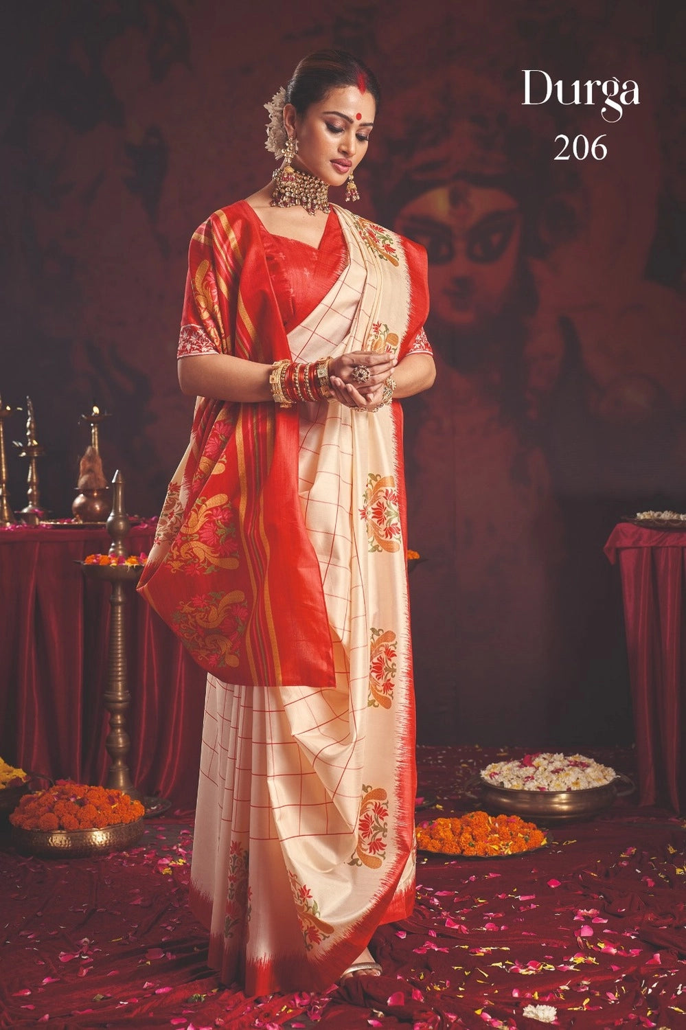 Durga Puja Special Silk blend Saree