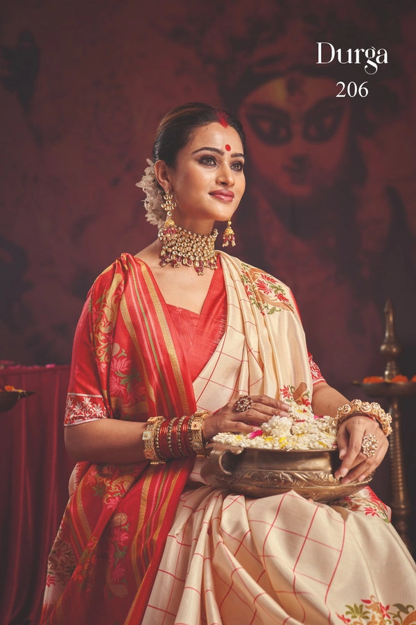 Durga Puja Special Silk blend Saree