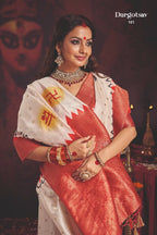 Durgotsab Special Silk Blend Saree With Zari Weaving Work