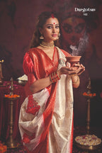 Durgotsab Special Silk Blend Saree With Zari Weaving Work