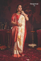 Durgotsab Special Silk Blend Saree With Zari Weaving Work