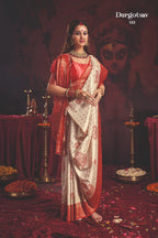 Durgotsab Special Silk Blend Saree With Zari Weaving Work