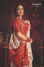 Durgotsab Special Silk Blend Saree With Zari Weaving Work