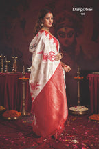 Durgotsab Special Silk Blend Saree With Zari Weaving Work