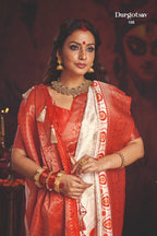 Durgotsab Special Silk Blend Saree With Zari Weaving Work