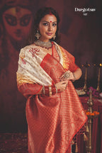 Durgotsab Special Silk Blend Saree With Zari Weaving Work