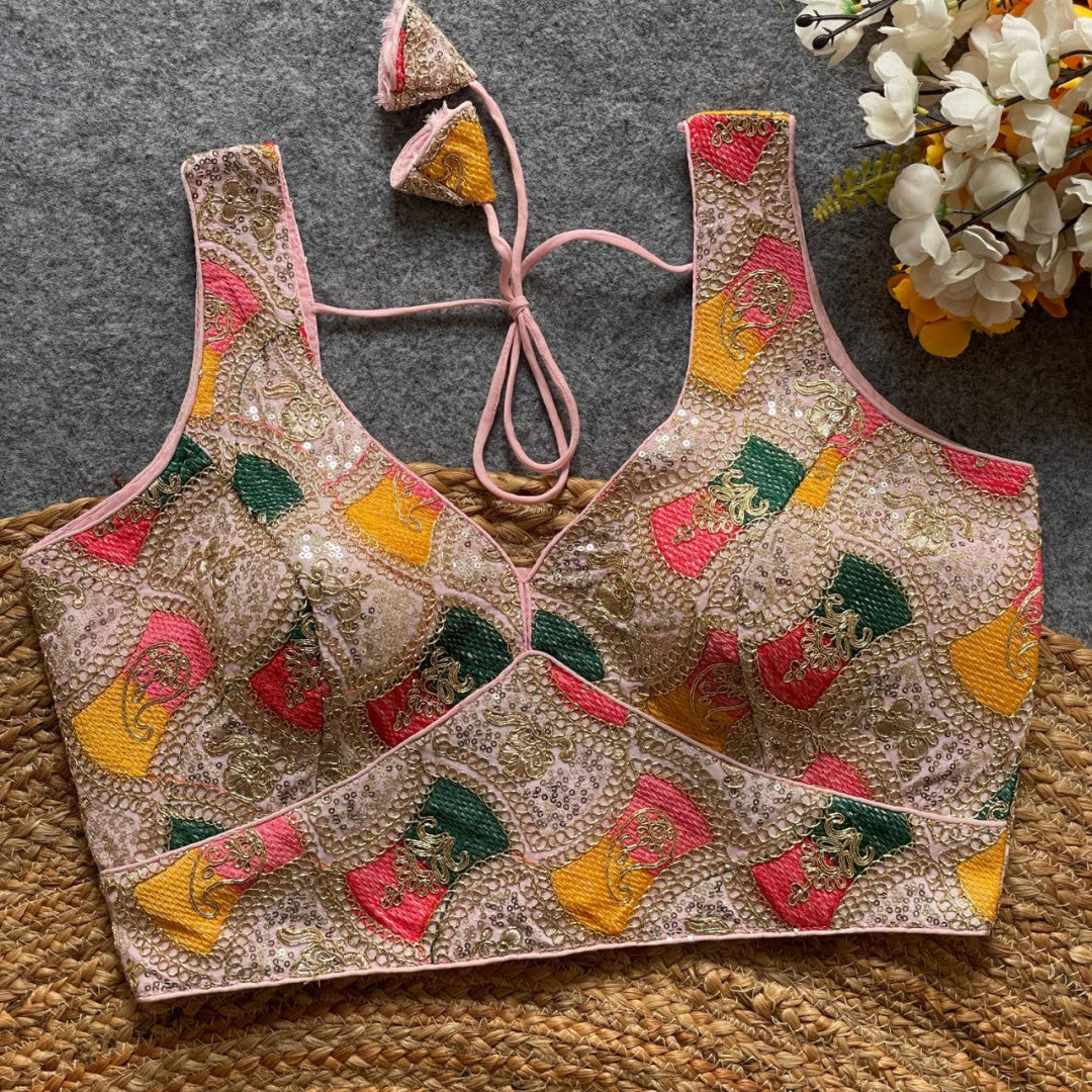 Light pink fox georgette bollywood style readymade blouse