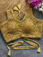 Beige georgette fancy readymade blouse with handwork with Belt