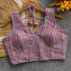 Lavender fox georgette fancy readymade blouse with embroidery work