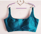 Bollywood style rama green plain phantom silk readymade blouse