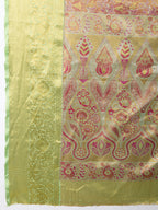 Pista green kanjivaram silk saree with zari weaving work