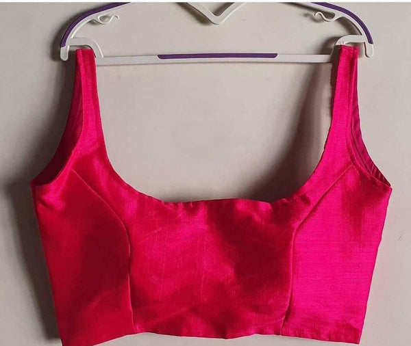 Bollywood style rani pink plain phantom silk readymade blouse