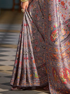 Lavender exclusive pure pashmina silk saree with woven design