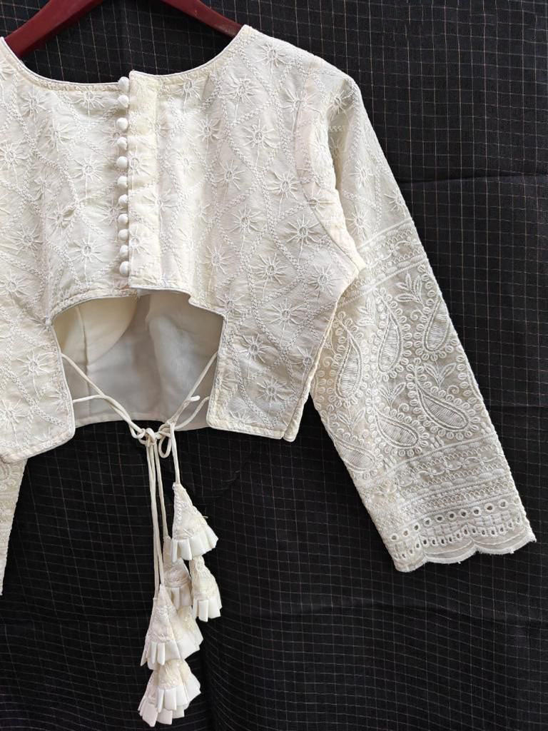 Off white hakoba cotton sabyasachi design readymade blouse