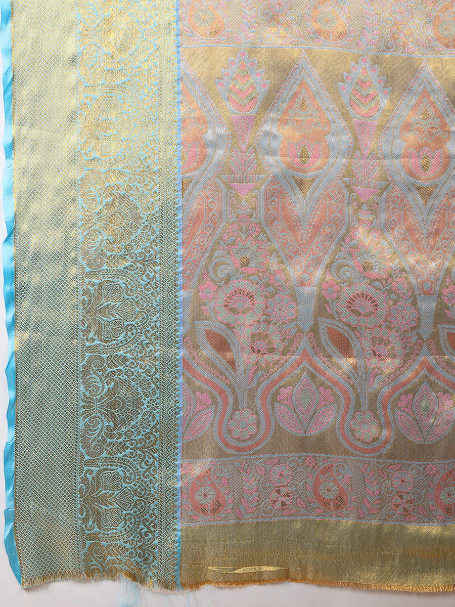 Multi kanjivaram silk saree with zari weaving work