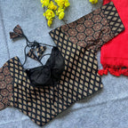 Black colour ajarakh printed cotton readymade blouse